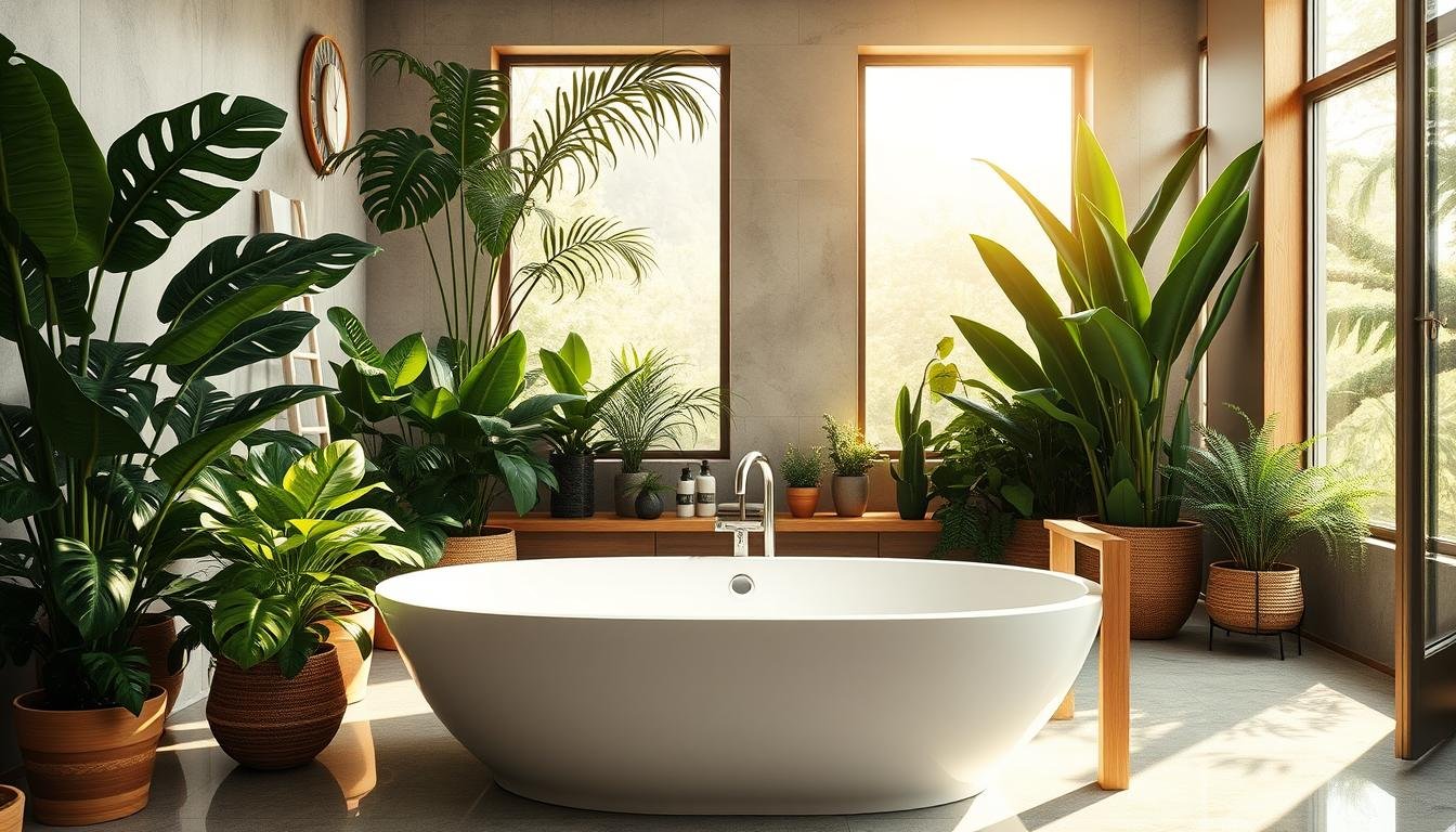 Badezimmerpflanzen im Wellness-Badezimmer