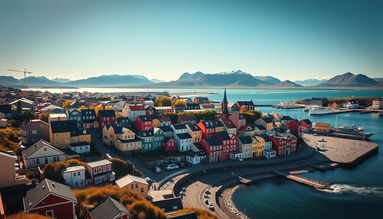 Reykjavik Stadtansicht mit bunten Häusern