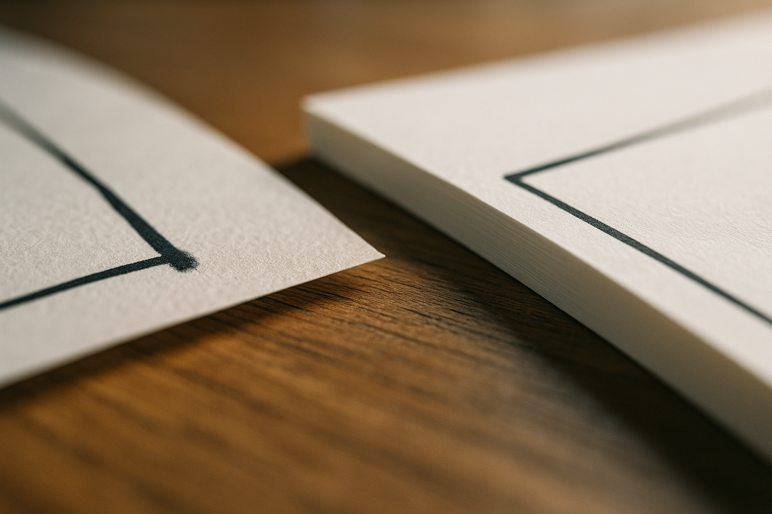 Vergleich von dünnem und dickem Papier mit durchgeschlagener Filzstiftfarbe